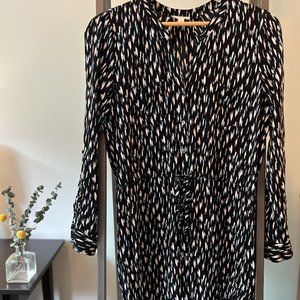 Joie Blue Dash/Leopard Print Shirt Dress